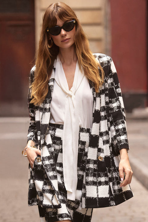 Joseph Ribkoff Jacquard-Jacke in A-Linie mit Karomuster
